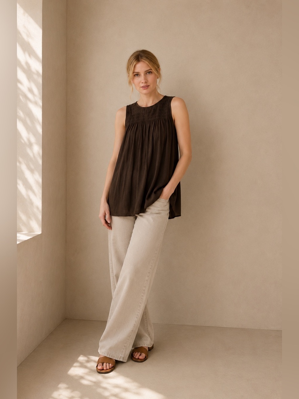 🫒 Anthropologie Dolan Left Coast Draped Sleeveless Tank Top | Size S